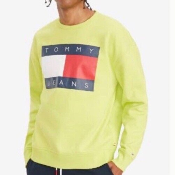 Tommy Jeans Men's Lucca Logo Sweatshirt Neo Lime - Picture 7 of 9
